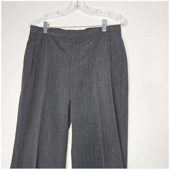 Club Monaco Charcoal Grey Pinstriped Wide-Leg Trousers Size 8 - Picture 5 of 8